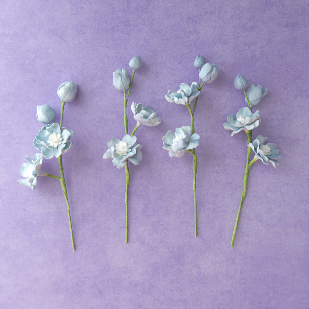 Pale Blue Delphinium Sugar Flower Wedding Cake Topper