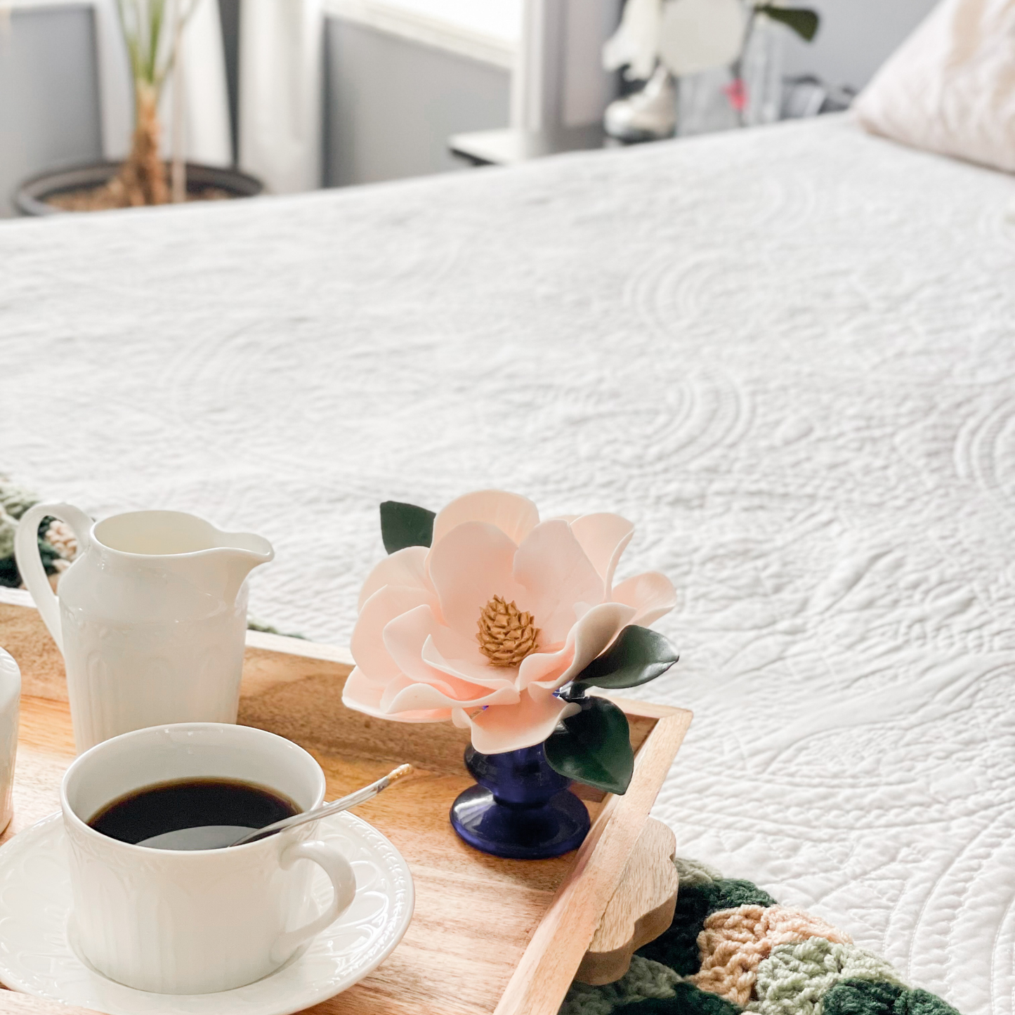 Blush and Gold Magnolia Sugar Flower