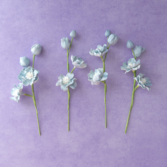 Pale Blue Delphinium Sugar Flower Wedding Cake Topper