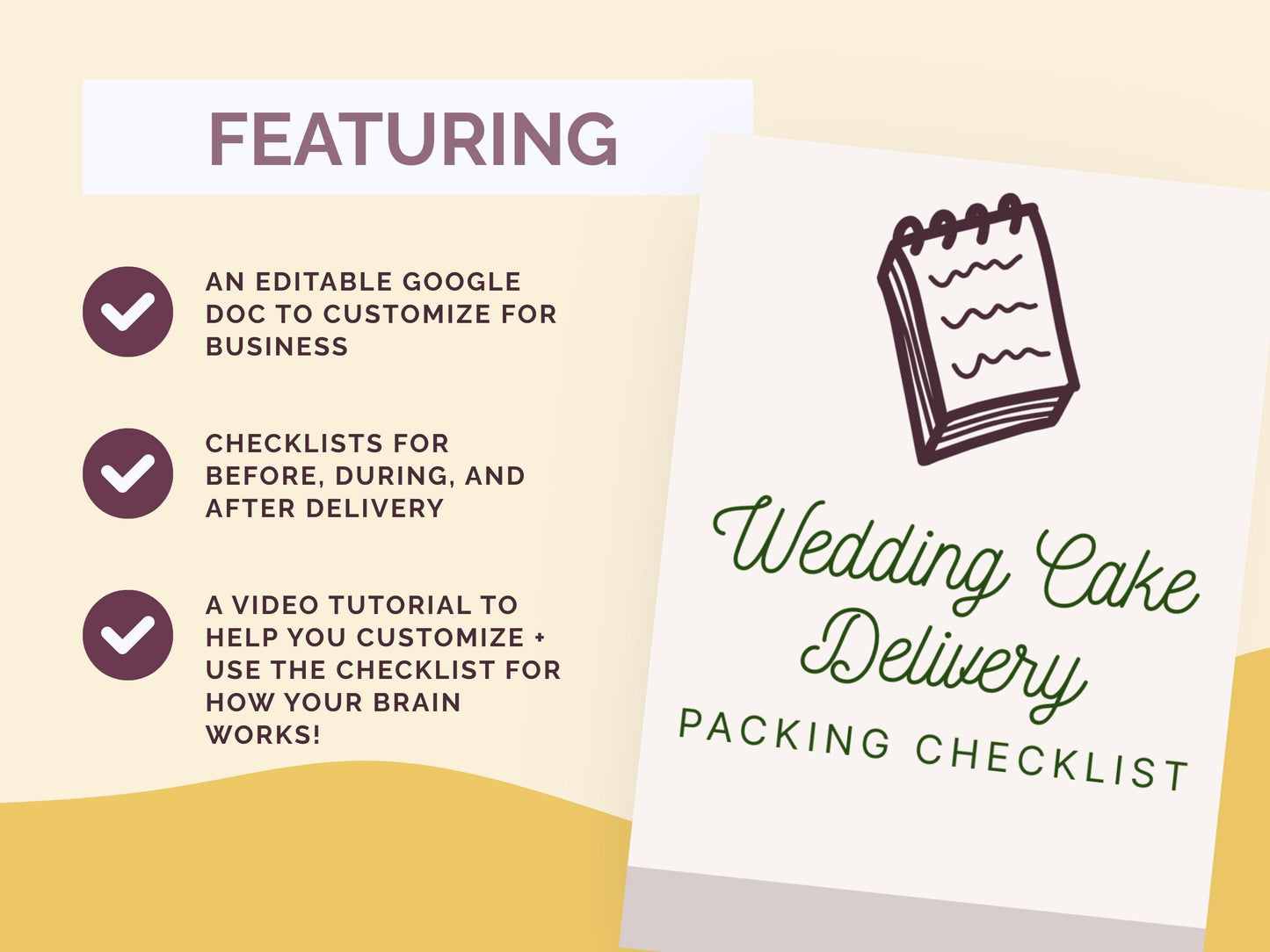 Wedding Cake Delivery Checklist - Editable Google Doc Template with Video Instructions