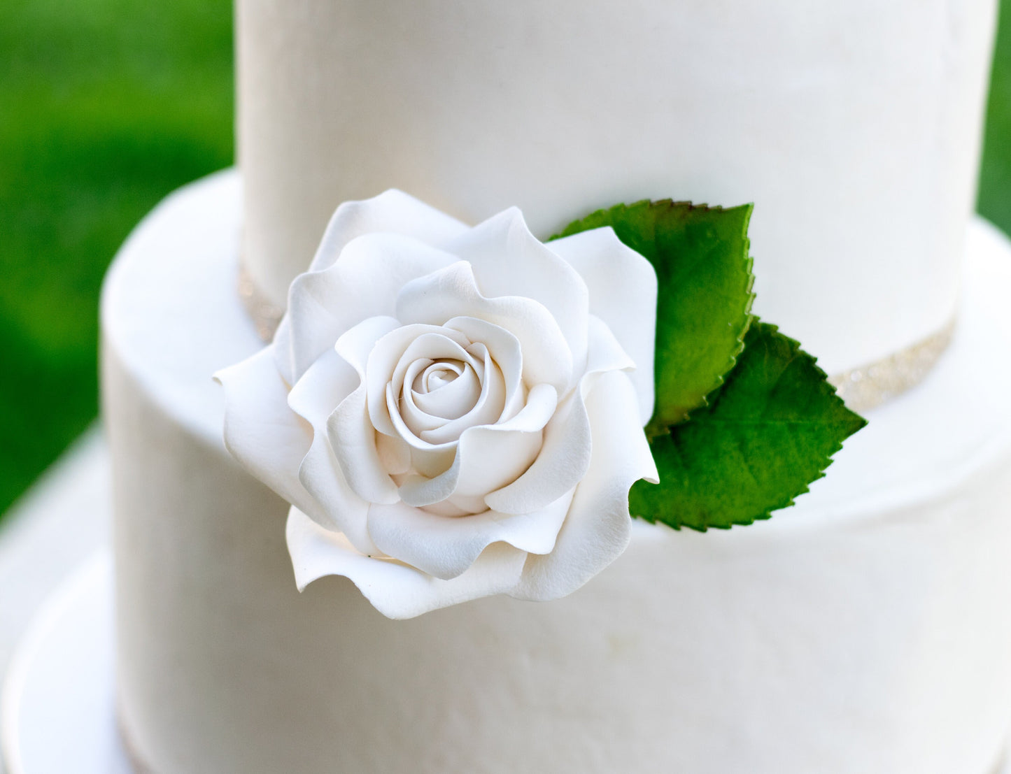 Dark Green Gumpaste Rose Leaves (Set of 3)