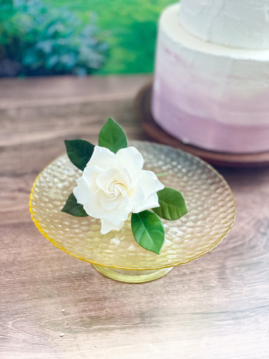 White Gardenia Sugar Flower with Leaves