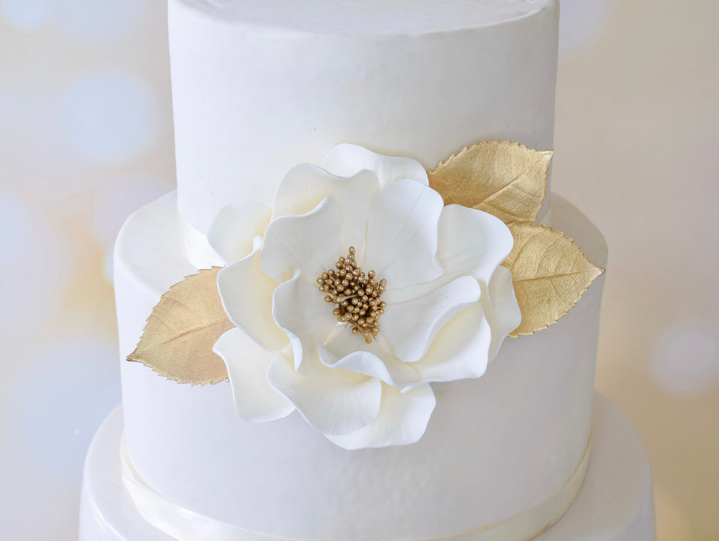 Large Gold Gumpaste Rose Leaves (set of 3)