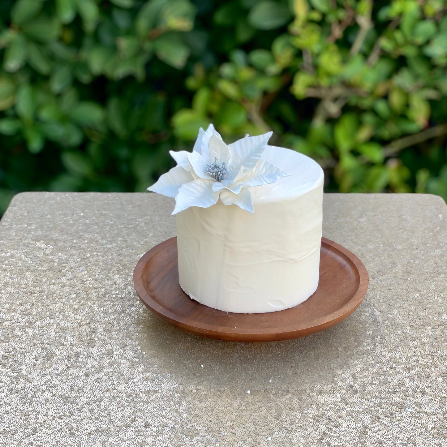 White and Silver Poinsettia Sugar Flower