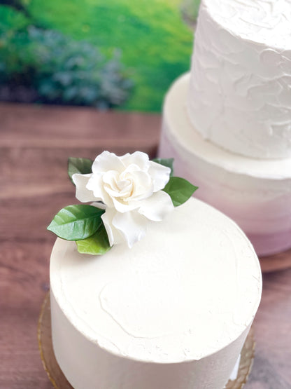 White Gardenia Sugar Flower with Leaves