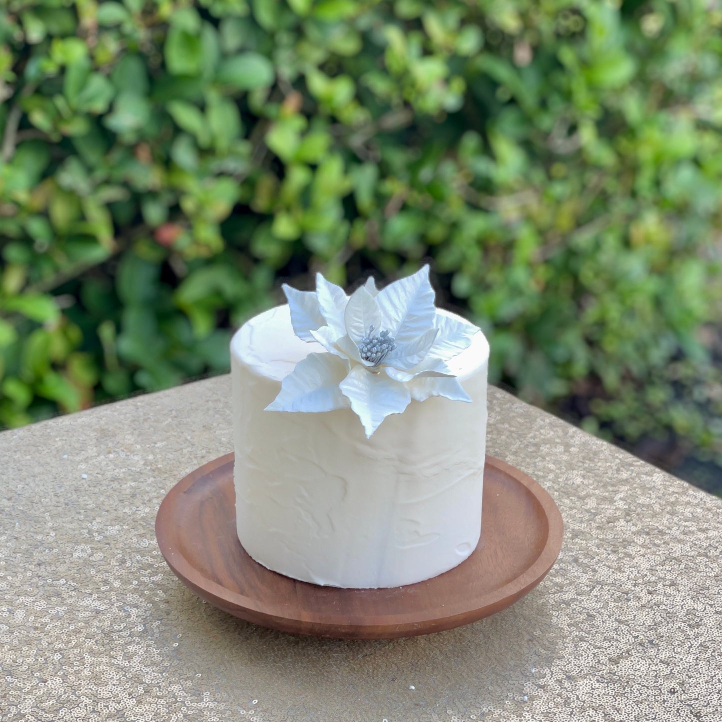 White and Silver Poinsettia Sugar Flower