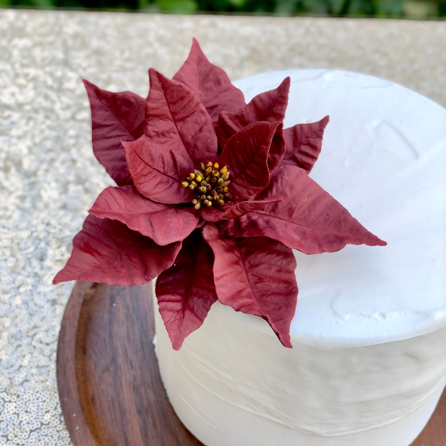 Burgundy Poinsettia Sugar Flower