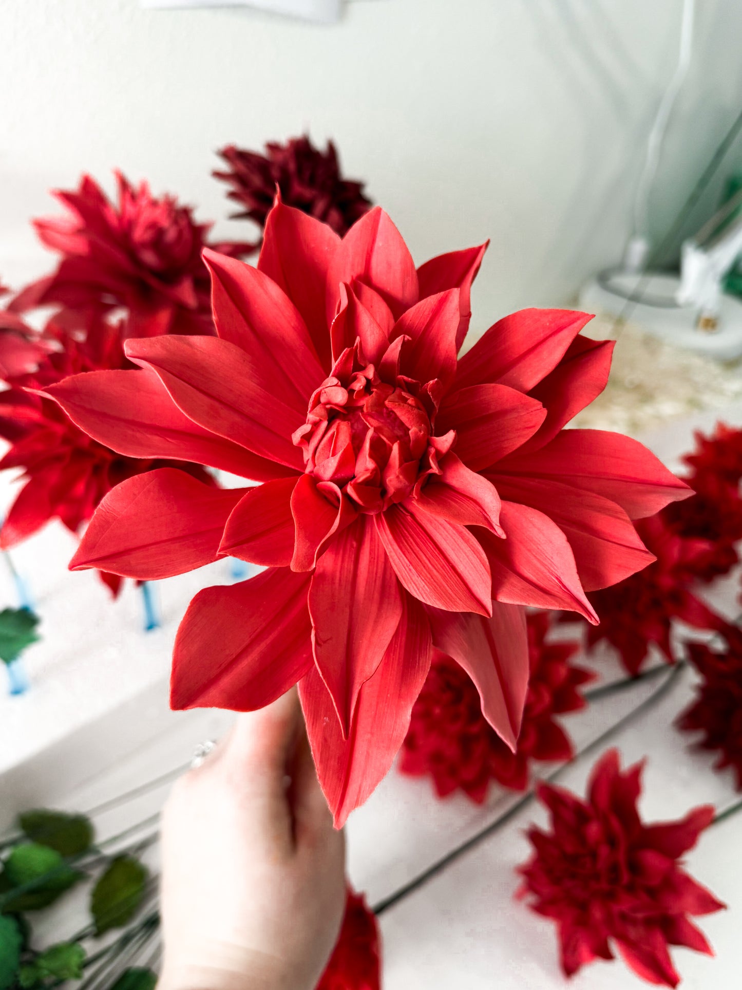 Large Red Dahlia Sugar Flower