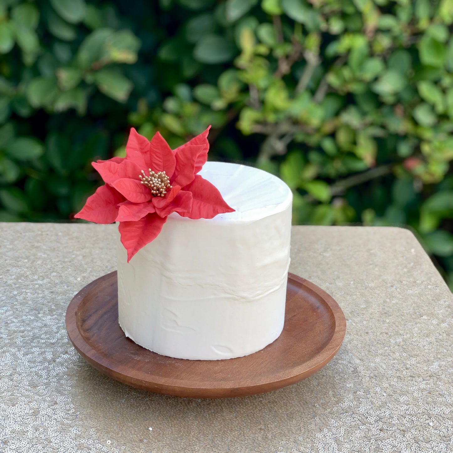 Red Poinsettia Sugar Flower with Gold