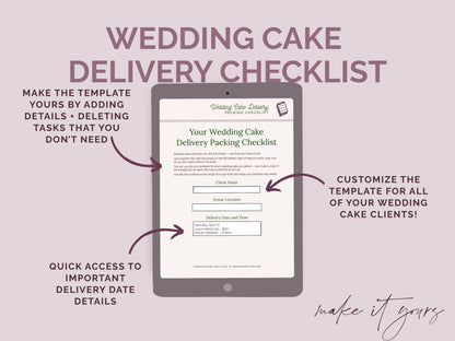 Wedding Cake Delivery Checklist - Editable Google Doc Template with Video Instructions