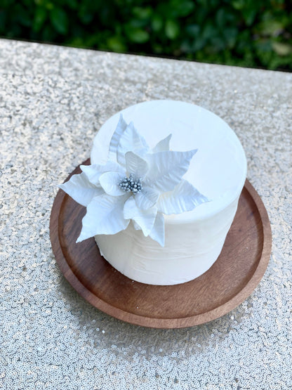 White and Silver Poinsettia Sugar Flower