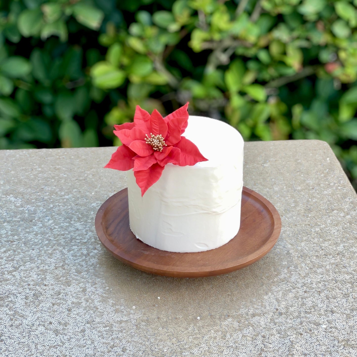 Red Poinsettia Sugar Flower with Gold