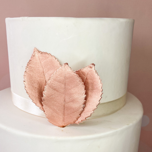 Large Rose Gold Gumpaste Rose Leaves (set of 3)